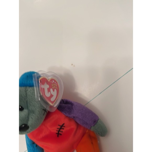Frankenteddy The Bear (purple & green feet) - Ty Beanie Babies with protector - Picture 2 of 3
